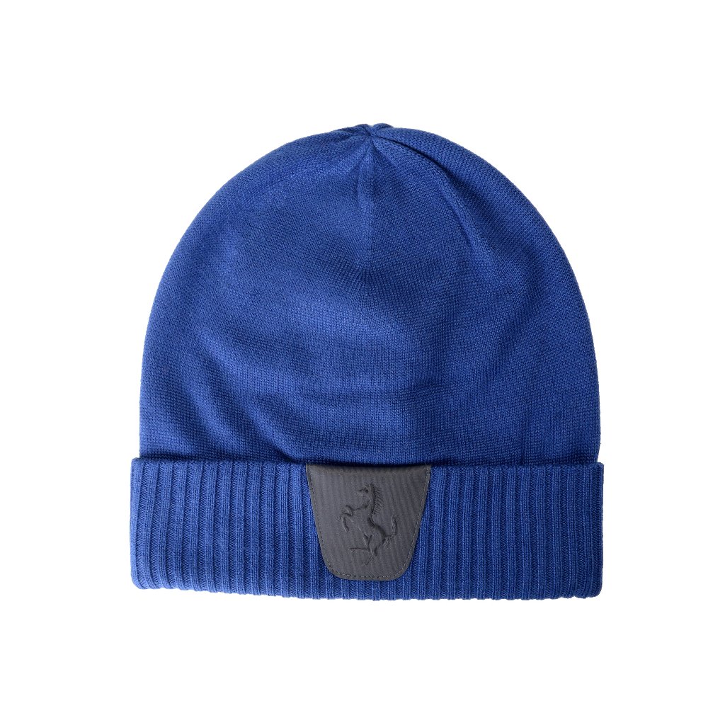 Scuderia Ferrari Adult's "Hybrid" Blue Logo Print Wool Beanie Hat Size M